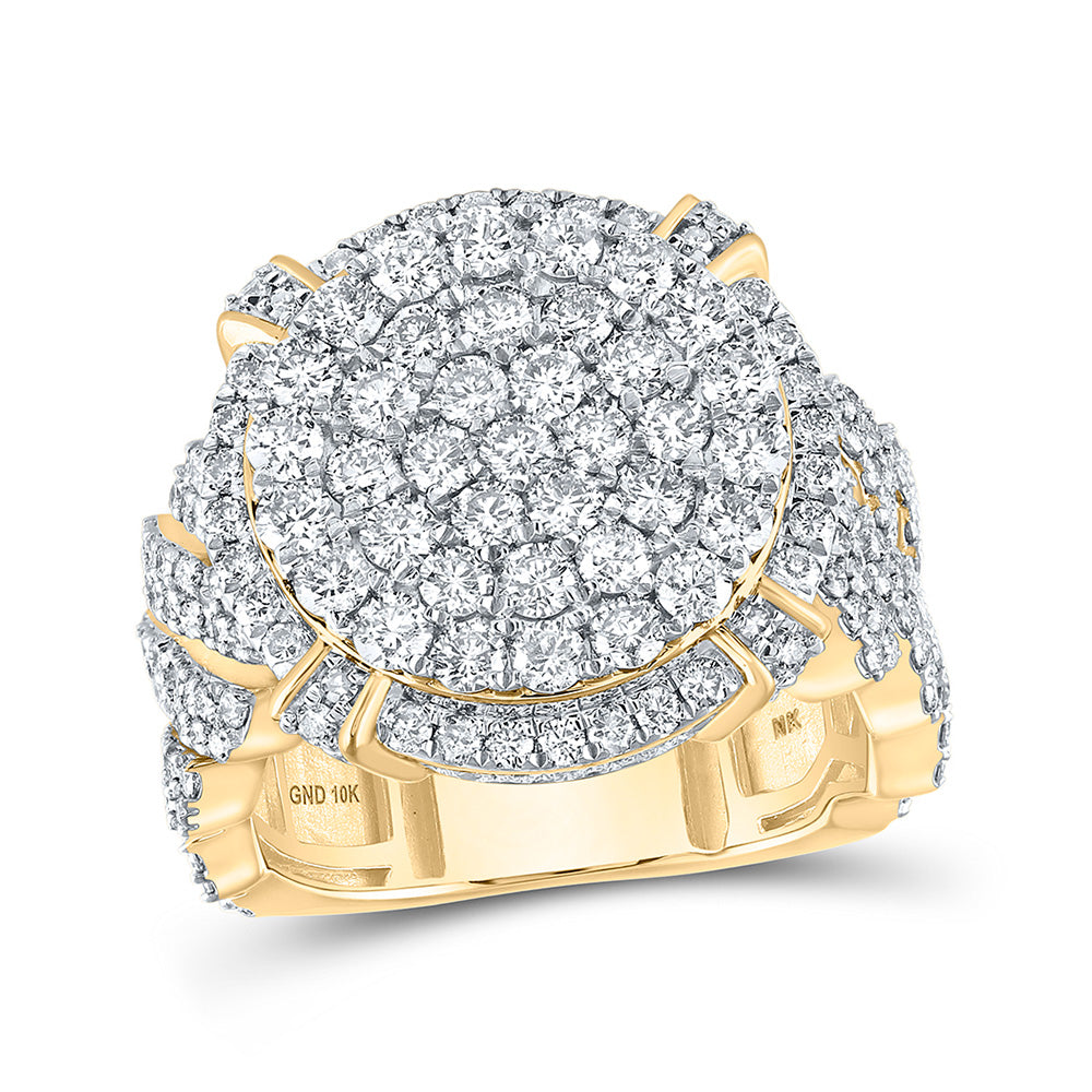 10kt Yellow Gold Mens Round Diamond Circle Cluster Ring 4-1/2 Cttw