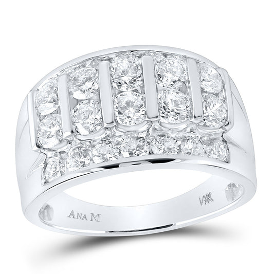 14kt White Gold Mens Round Diamond Channel-Set Band Ring 3 Cttw