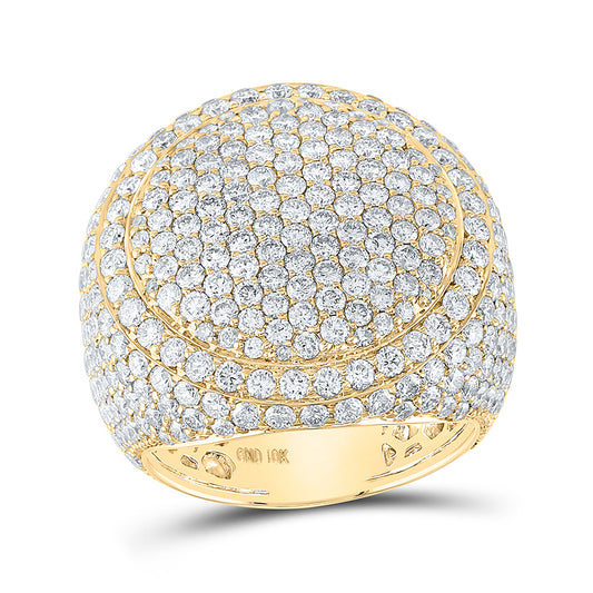 10kt Yellow Gold Mens Round Diamond Circle Pave Cluster Ring 8-1/4 Cttw