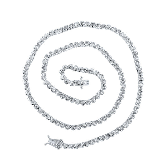 14kt White Gold Mens Round Diamond 16-inch Tennis Chain Necklace 4-3/8 Cttw