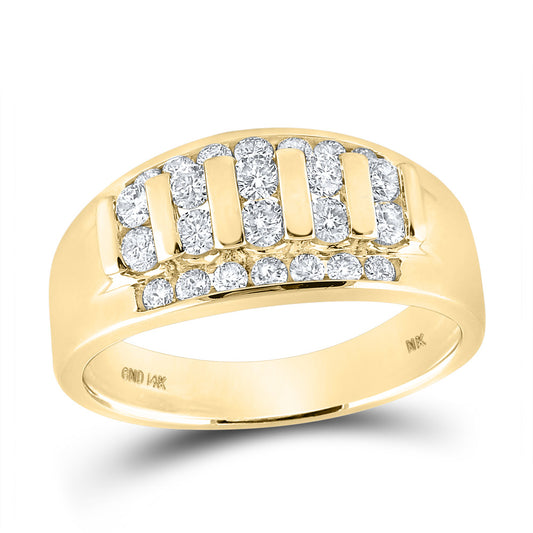 14kt Yellow Gold Mens Round Diamond Channel-set Band Ring 1 Cttw