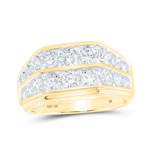 10kt Yellow Gold Mens Round Diamond Band Ring 3 Cttw