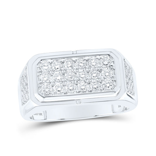 10kt White Gold Mens Round Diamond Band Ring 1 Cttw