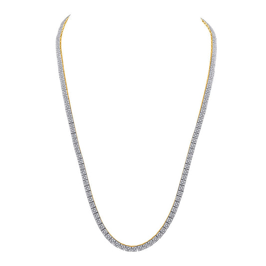 10kt Yellow Gold Mens Round Diamond 24-inch Square Link Chain Necklace 12 Cttw