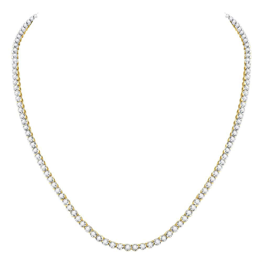 10kt Yellow Gold Mens Round Diamond 20-inch Single Row Link Chain Necklace 9 Cttw