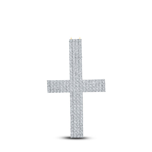 10kt Yellow Gold Mens Round Diamond Cross Charm Pendant 7/8 Cttw