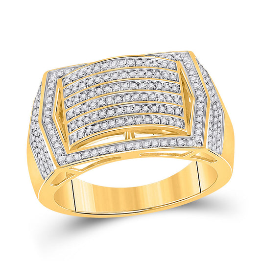 10kt Yellow Gold Mens Round Diamond Cluster Ring 5/8 Cttw