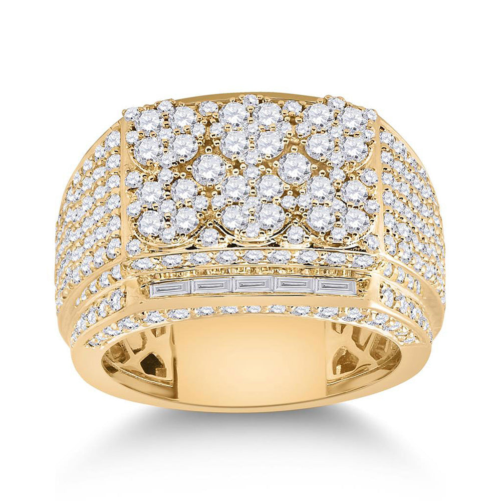 14kt Yellow Gold Mens Round Diamond Fashion Ring 3-3/4 Cttw