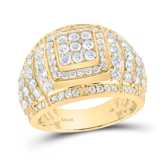 14kt Yellow Gold Mens Round Diamond Cluster Ring 3 Cttw