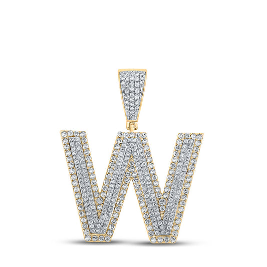 10kt Two-tone Gold Mens Round Diamond W Initial Letter Charm Pendant 1-1/3 Cttw