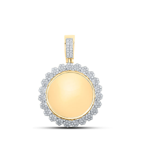 10kt Yellow Gold Mens Round Diamond Memory Circle Charm Pendant 2 Cttw
