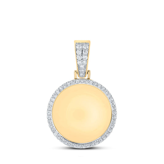 10kt Yellow Gold Mens Round Diamond Memory Circle Charm Pendant 1 Cttw