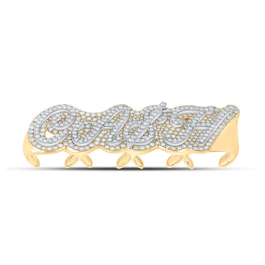 10kt Yellow Gold Mens Round Diamond Cash 4-Finger Ring 14-1/3 Cttw