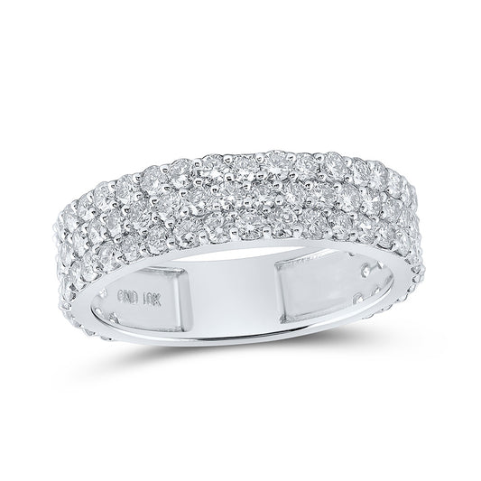 10kt White Gold Mens Round Diamond Triple Row Pave Band Ring 2-5/8 Cttw