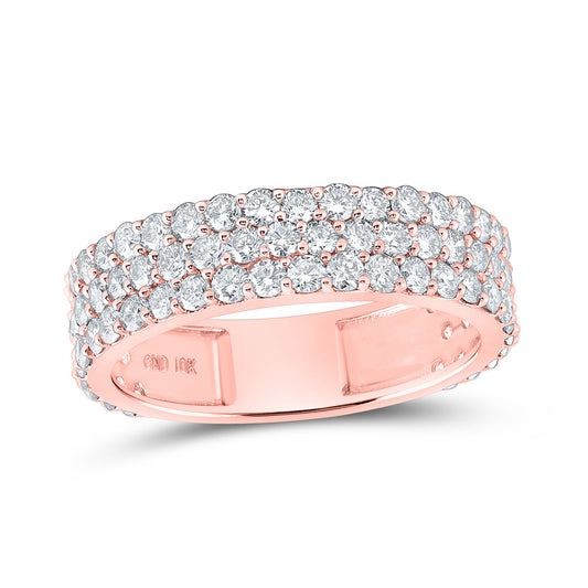 10kt Rose Gold Mens Round Diamond Triple Row Pave Band Ring 2-5/8 Cttw