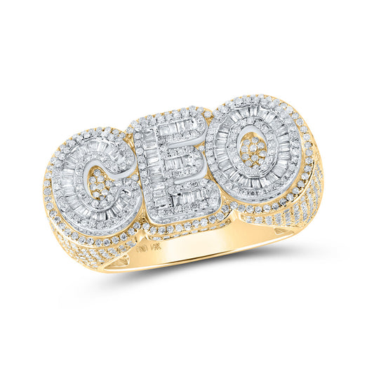 14kt Two-tone Gold Mens Baguette Diamond CEO Band Ring 2 Cttw
