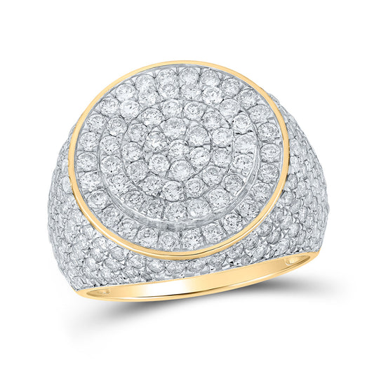 14kt Yellow Gold Mens Round Diamond Statement Pave Circle Ring 4-1/5 Cttw