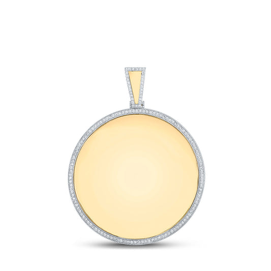 14kt Yellow Gold Mens Round Diamond Memory Circle Charm Pendant 1 Cttw