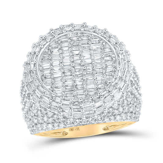 14kt Yellow Gold Mens Baguette Diamond Pinky Circle Ring 4-1/2 Cttw