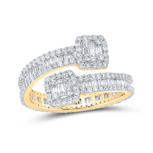 10kt Yellow Gold Mens Baguette Diamond Cuff Eternity Band Ring 1-5/8 Cttw