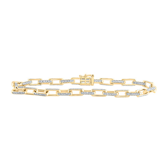 10kt Yellow Gold Mens Round Diamond 8.5-inch Anchor Link Bracelet 5 Cttw