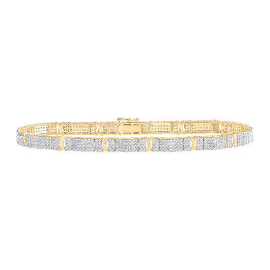 10kt Yellow Gold Mens Round Diamond 8.5-inch Link Bracelet 4-1/2 Cttw