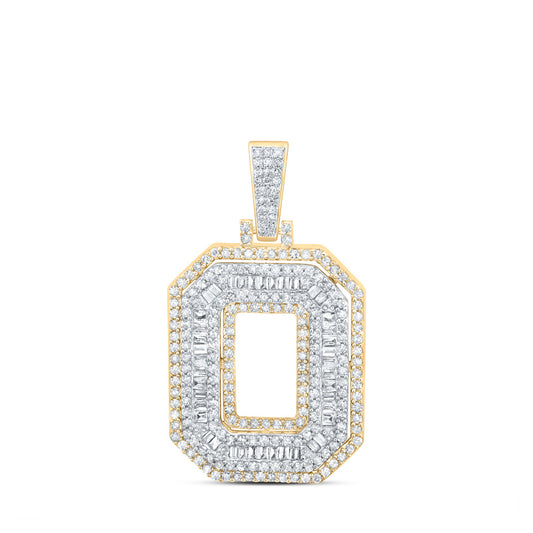 10kt Yellow Gold Mens Baguette Diamond O Initial Letter Charm Pendant 5/8 Cttw