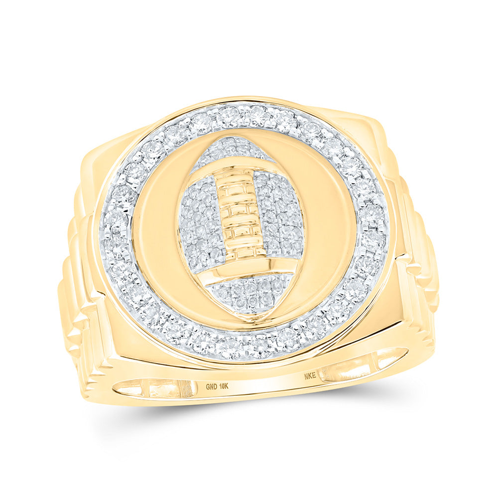 10kt Yellow Gold Mens Round Diamond Football Circle Ring 5/8 Cttw