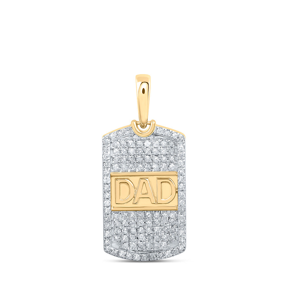 10kt Yellow Gold Mens Round Diamond Dad Charm Pendant 1/3 Cttw