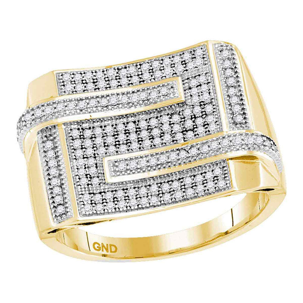 10kt Yellow Gold Mens Round Diamond Band Ring 1/2 Cttw